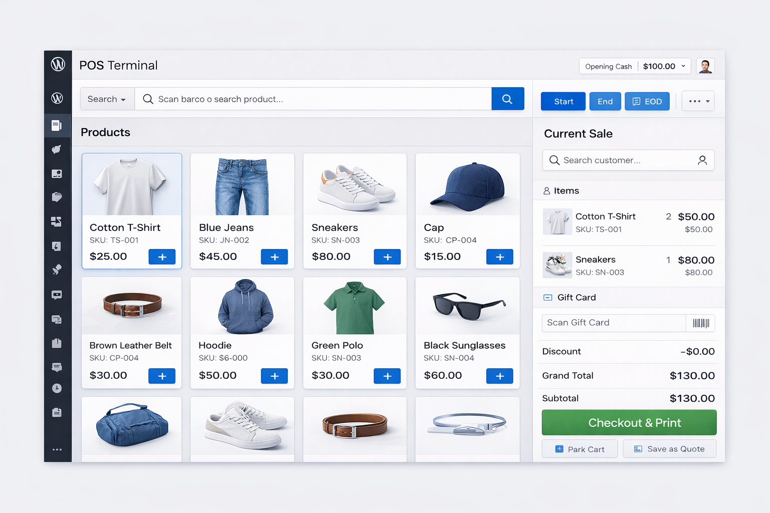 WooCommerce POS Terminal Interface